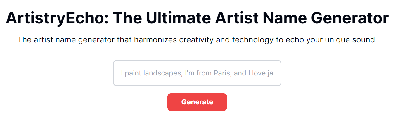 ArtistryEcho: A Free Artist Name Generator